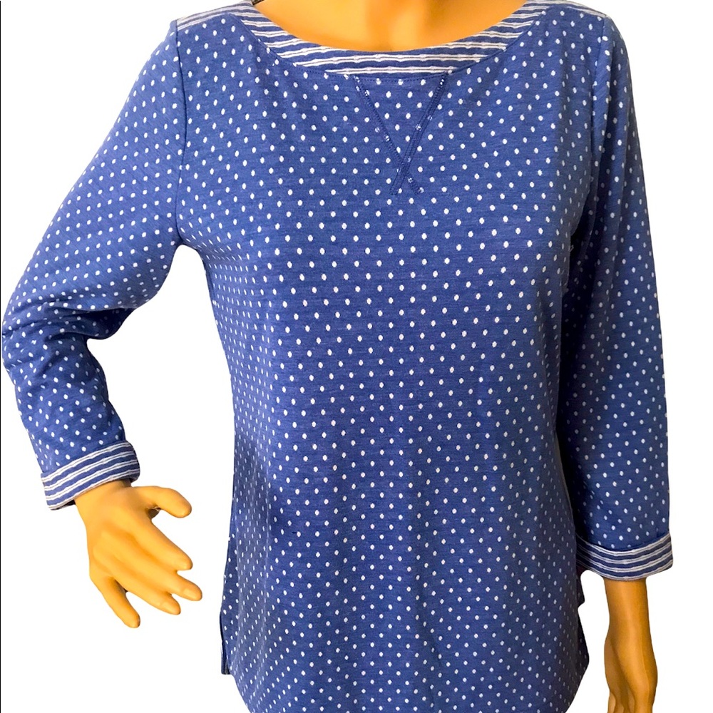 Size S: NWT T By TALBOTS Women’s Blue & White Polka Dot Sweater